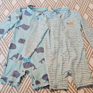 Simple Joys by Carter's 2T, 2-Pack One Piece Zip Rashguard Swimsuits